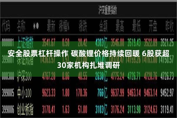 安全股票杠杆操作 碳酸锂价格持续回暖 6股获超30家机构扎堆调研